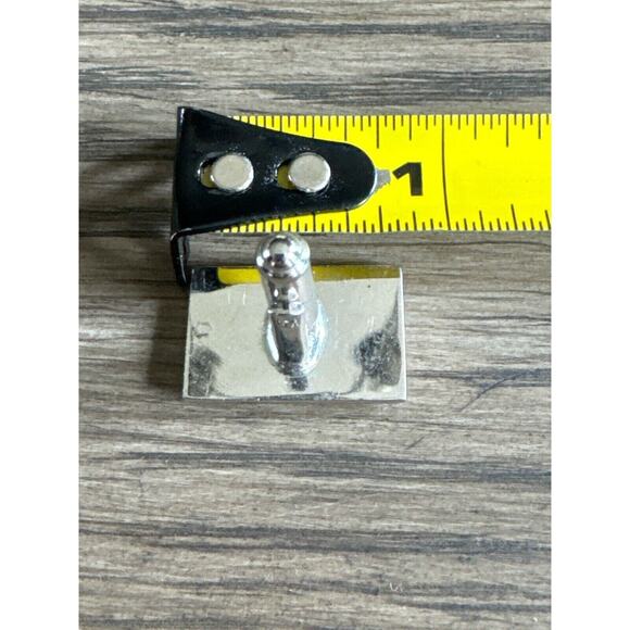 Vintage Hickok Cufflinks Rectangle Silver Tone Faux Diamond Swivel Bar Toggle - Picture 7 of 7